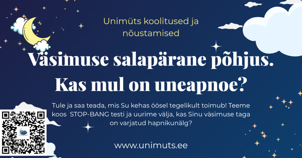 tule ja saa teada, mis su kehas öösel tegelikult toimub, tee läbi stop bang test ja uuri välja, kas sinu väsimuse taga on varjatud hapnikunälg.